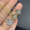 van clover High version original four leaf clover single flower silver sparkling stone necklace necklace