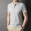 Polos masculinos 2023 camisa polo sólida manga curta camiseta preto topos casual negócios botão t camisas de verão roupas masculinas