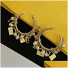 Charme Mulheres Designer Ear Studs Ouro Sier Marca de Luxo Carta Peal Hoop Brincos Estilo Simples Jóias Grande Círculo F Brinco Para Lady P Otuab