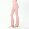 Pantalons de Yoga pour femmes couleur unie pantalons de sport nus taille Stretch Flare Fitness Jogging ample vêtements de sport pantalons évasés à neuf points pour femmes de haute qualité