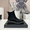 Bottes courtes à talons épais pour femmes, chaussures de styliste en cuir de vache naturel, à la mode, avec chaîne en métal, printemps-automne