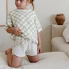 Clothing Sets Checked in T shirts and Short Pants Resort Knitwear Kid Summer Kniting Unisex Children Casual Beach Outifits 231214