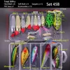 Iscas iscas fflybg conjunto de isca de pesca mista macio e duro kit minnow metal gabarito colher acessórios com caixa para baixo pike manivela 231214