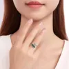 S925 Silver Natural Emerald Leaf Ring Ring Fashion Women's D096
