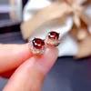 Handmade Garnet cz Stud Earring 100% Real 925 sterling silver Jewelry Engagement Wedding Earrings for Women Bridal Gift300H