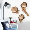 3d стикер на стену с изображением кота, вид на отверстие, яркий, гостиная, домашний декор, наклейки на стены, стикер на стену с котом, милый плакат с котом, наклейка, бесплатная доставка