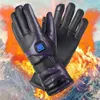 スキーグローブユニセックス加熱モーターサイクルグローブ3加熱モード暖房手袋冬のための防水PUレザー