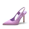Dress Shoes 2023 Spring Brand Women Slingback Sandals Pointed Toe Slip On Thin High Heel Ladies Elegant Pumps Drss