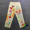 Men's Pants Top Version High Street Apricot Vintage Hand Drawn Cartoon pattern Cargo Pants Trousers T231214