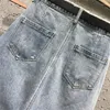 Rokken Hoge Taille Denim Rok Dames Enkele Breasted Zak Mode Losse Midi Lange Vrouwelijke Casual A-lijn Jeans Met Riem