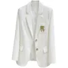 Costumes pour femmes Blazers Blazer blanc veste femmes de haute qualité mode broderie simple boutonnage costume veste dames décontracté bureau formel Blazers manteau 231213