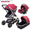 Carrinhos # Carrinhos # Moda Carrinho de Bebê 3 em 1 Alta Paisagem Reclinável Carruagem Dobrável Luz Pram Bassinet Puchair Nascido Q231215