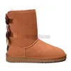 Designer Tazz Australische dames winterlaarzen Warm enkelleer Klassiek Ultra Mini Tasman Platform Korte Augglies schapenvacht Knie kastanje Bailey Bow Boot