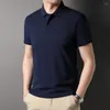 Polos masculinos 2023 camisa polo sólida manga curta camiseta preto topos casual negócios botão t camisas de verão roupas masculinas