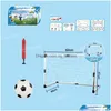 Bollar Balls 2in1 Mini Football Soccer Ball Målfoldning Post Net Pump Kids Sport Inomhus utomhusspel Toys Sports Training Equipment D DHG2R