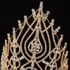 Barrettes Luksusowy kryształowy konkurs korony tiary złoty kolor duże korony dla kobiet klipsy do włosów Barrettes306k