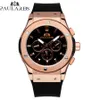 Men Automatic Self Wind Mechanical Rose Gold Silver Black Case Brown Leather Rubber Strap Casual Sports Geneve Watch J190706179x