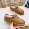 Tasman 1ugglie-05 Sippers Kestane Kürk Slaytlar Koyun Dinini Shearling Tazz Yeni Katırlar Kadın Erkekler Ultra Mini Platform Önyükleme Slip-On Ayakkabı Süet Üst Konfor Sonbahar Kazanıyor