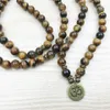 SN1148 Modna Tiger Eye 108 Mala Bransoletka om Buddha Bransoletka lub naszyjnik Bransoletka do jogi 4 Bransoletka z kamienia naturalna 254i