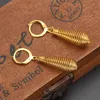 Bigwigs Jewelry Orecchini a buco riempito in oro giallo 18k con forma a molla graduata, lungo, nuovo, in confezione regalo, 247x