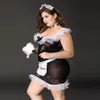 Sexig uppsättning JSY Porno Kvinnor Plus Size Sexig Maid Dress Outfits Uniform Cosplay Lingerie Erotiska transparenta spetsdräkter för sexrolldräkter 231213