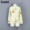 Kvinnors stickor 12,4 Klasonbell Fashion Flower Mönster Print ull stickad o-hals Single Breasted Comant Fit Cardigan Coat Women