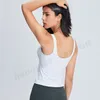 Lu Damen-Sport-BH mit U-Rücken, langes gepolstertes Tanktop, nacktes Gefühl, Workout, Fitness, Laufen, Yoga-Oberteile, ärmelloses, hüftlanges Tanktop mit abnehmbaren Polstern, A-70