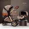 Barnvagnar# 2020 Ny baby barnvagn 3 i 1 hög landskap barnvagn som lutar till baby vagn vikbart ljus med basinet cradel231e q231215