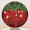 Party Decoration TABLEDCLOTHSFACTORY MERRY JUL ROUND BACKDROP COVER Glitter Snowflake Red Winter Xmas Family Circle PO BAKGRUND