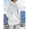 女性のフーディー冬の厚いフリースの女性カジュアルルーズジップアップフード付きジャケットコートレディースソリッドフェイクファーセーターシャツプラスサイズ5xl