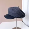 Basker 2023 Autumn Winter Wool Sboy Cap Fashion Hatts for Women Warme Visor Travel Basker Tjock vintage Militärhatt