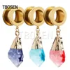 Tbosen Dangle Earplags Piercing Tunnels Crystal Eeardrop Body Jewelly Screws Scread Earing Gauges Expander Women Fashion Gift 2pc212q