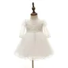 Mädchenkleider 0–24 Monate langärmeliges Babykleid für Kleinkinder, Geburtstagsfeier, kleine Mädchen, weiß, Hochzeit, Taufe, 231213