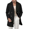 Men's Trench Coats Winter Warm Solid Color Pockets Mid Length Jacket Long Wind Male Reverse Weave Hoodie Gravel Gear