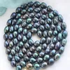 Collier de perles naturelles noires, 10-12mm, 48 pouces, accessoires en or 14 carats, 268c