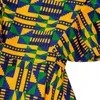 Ethnische Kleidung, afrikanische Print-Kleider für Frauen, kurzärmeliges Midi-Kleid, Kente, traditionelle knielange Kleidung für Damen