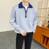 男性用セーター男性服のビジネス編み男性のための編み茶色のジップアップジッパープル特大の汗シャツY2Kビンテージ