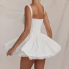 Abiti casual Bianco A Line Party Women Mini Short Elegante Lace Up Holiday Dress Spaghetti Strap Clothing 2023 LB001