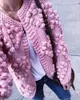 Maglieria da donna T-shirt BOHO INSPIRED Cardigan Pompon Cardigan lavorato a mano da donna rosa a maniche lunghe lavorato a maglia top da donna a forma di cuore maglioni da donna 231214