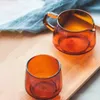 Caffettiere in vetro colorato Caffettiera per condivisione del caffè Brocca in borosilicato resistente al calore soffiato per caffettiera Tazza riutilizzabile con manico Bollitore per uso domestico 231213