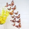 12pcs/Set 3-layers Hollow Paper Gold Silver Rose Gold Butterfliers Wall Stickers Party Birthday Wedding Room Decoration Decor