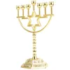 Posiadacze świec Menorah Holder 7 Branch Żydowska złota gwiazda David Candelabra Hanukkah Vintage Decortick