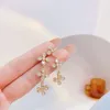 Dangle Earrings Luxury Romantic Exquisite Zircon Flower Long Style Ladies Fashion Pendant 925 Silver Needle Bridal Jewelry