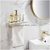 Toilet Paper Holders Marble Towel Rack Holder Wall Hanging Box Cell Phone Shelf Bathroom Accessories Brushed Gold Bar 210720 Drop De Dh38I