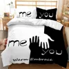 Ensembles de literie Couple amoureux blanc noir luxe linge de lit 2 personnes Double adulte simple roi couette housse de couette reine couette ensembles 231214