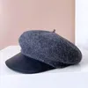 Basker 2023 Autumn Winter Wool Sboy Cap Fashion Hatts for Women Warme Visor Travel Basker Tjock vintage Militärhatt