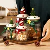 Kitchen Storage Organization 1pc Christmas Glass Candy Jars Cute With Lids Dried Fruit Snack Airtight 231213