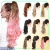 Ombre lockigt hår hästsvansförlängningar klo falsk ponny svans hårstycke 2020 afro lång klipp syntetiska blondin rosa wavy wig5160457