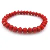 Bracciale con perline di cristallo sfaccettato rosso scuro da 8 mm per le donne Braccialetti elastici stile semplice 20 pezzi / lotto Whole305E