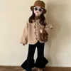 Kledingsets Herfst Winter Kinderen Meisje 2 Stuks Kleding Set Katoen Dikker Warme Wollen Jas Corduroy Uitlopende Broek Kid outfit Babypak